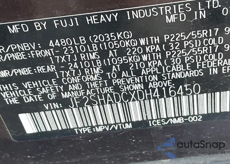 2013 Subaru Forester 2.5X Premium z USA, uszkodzony, nr VIN JF2SHADCXDH416450